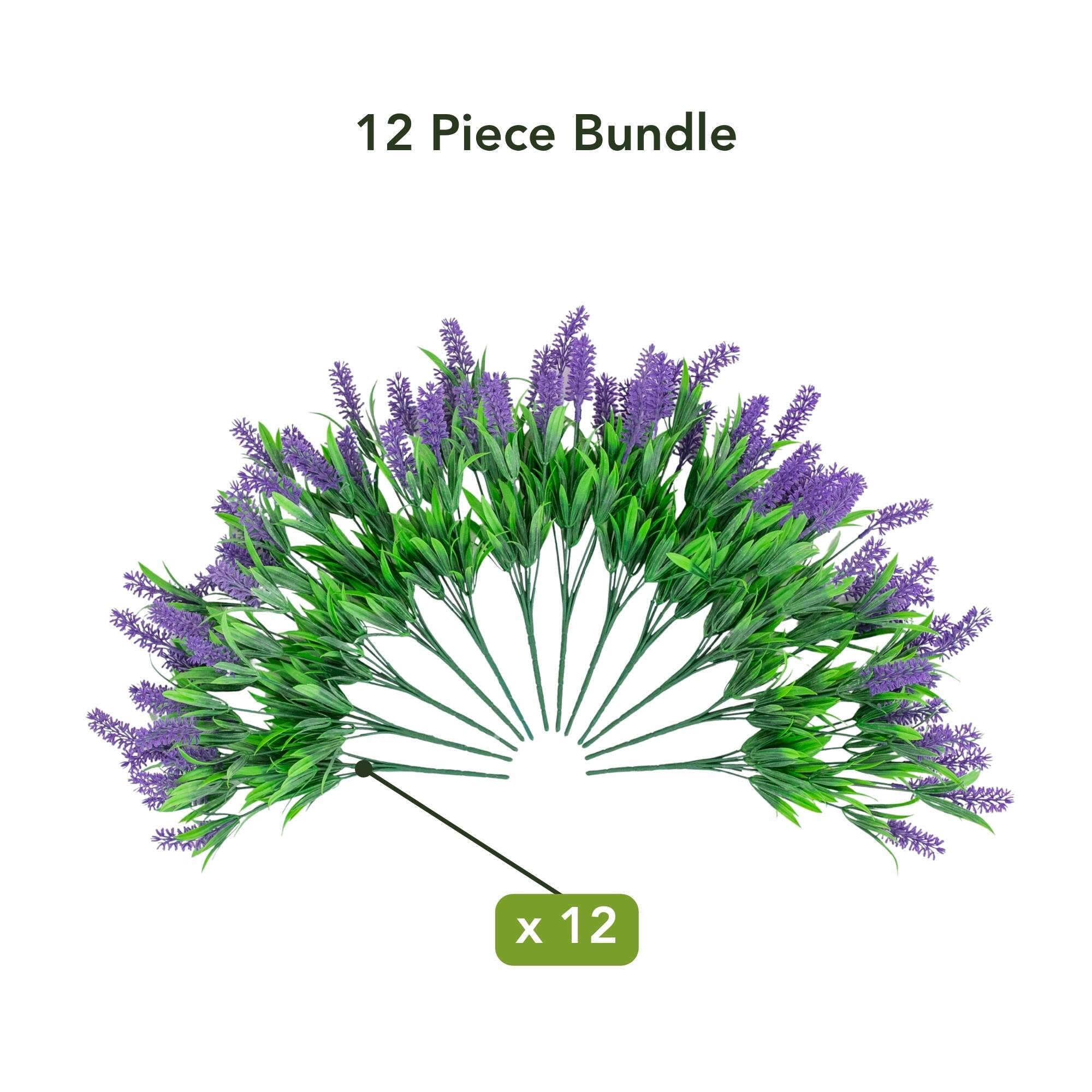 13" UV Resistant Artificial Flowering Mini Lavender Bushes, 12ct.